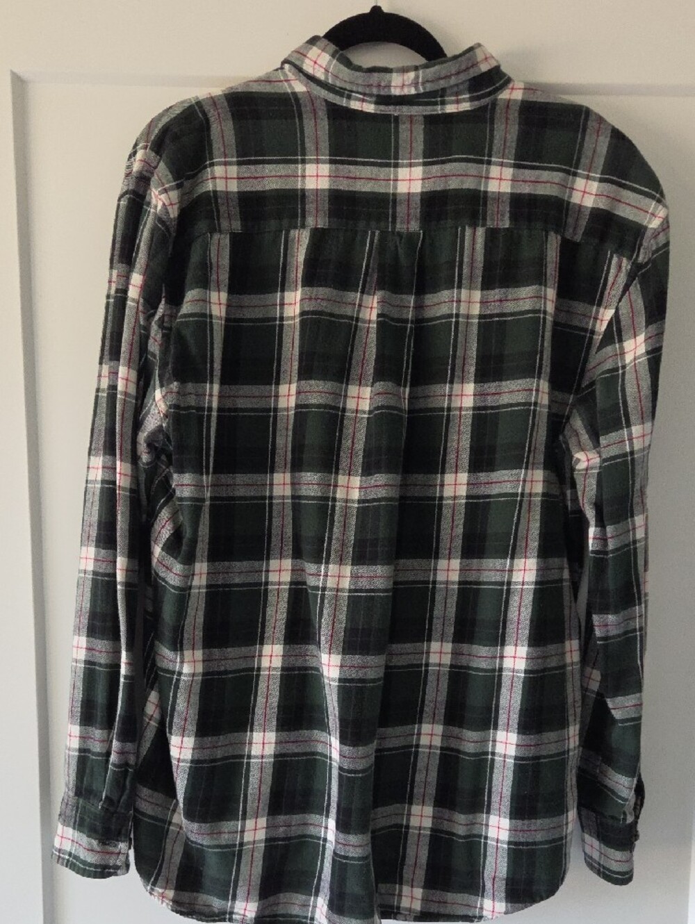 St. John's Bay Dark Green Plaid Flannel Button-Down Shirt - Picture 3 of 4